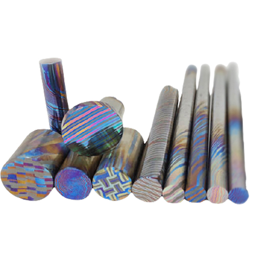 Mokuti Rods Timascus Rods Titanium Damascus bars