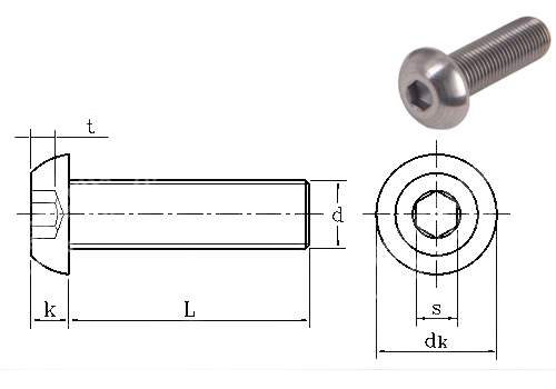 Gr5 Button Head Hexagon Titanium Screw